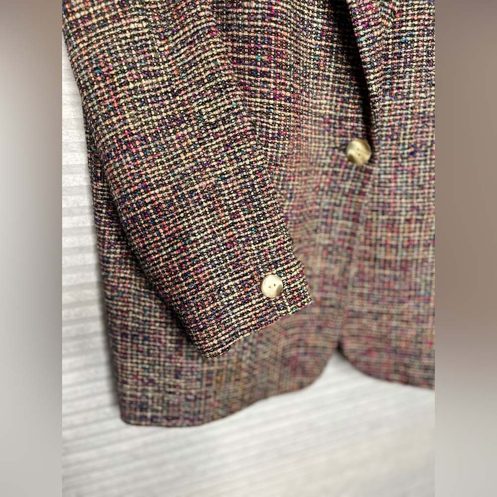 AMBIANCE New York Vintage Tweed Silk Women’s Blazer Jacket multicolor size M - Picture 9 of 14